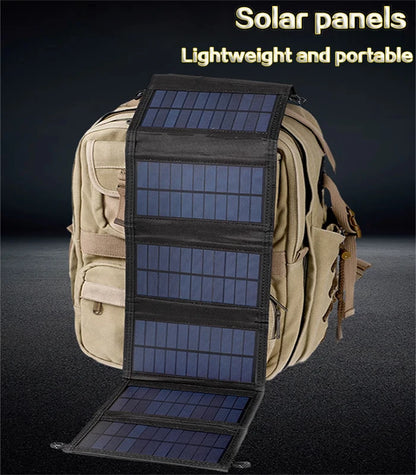 Panel solar plegable de 800 W y 6 paneles solares portátiles de 20 W/h con cargador USB de 5 V CC y fuente de alimentación móvil de energía continua.