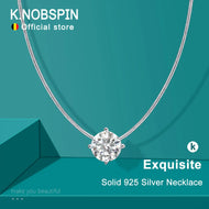 Collar colgante de moissanita KNOBSPIN D VVS1 chapado en plata de ley 925  -  Con certificación GRA y oro blanco de 18 k para mujer